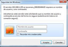 Usuario y Contraseña en modelo MJPEG